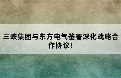 三峡集团与东方电气签署深化战略合作协议！