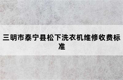 三明市泰宁县松下洗衣机维修收费标准