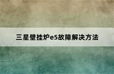 三星壁挂炉e5故障解决方法