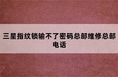 三星指纹锁输不了密码总部维修总部电话