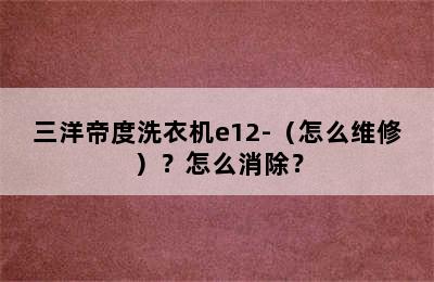 三洋帝度洗衣机e12-（怎么维修）？怎么消除？