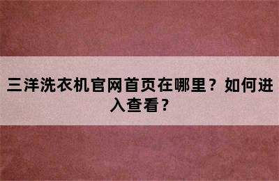 三洋洗衣机官网首页在哪里？如何进入查看？