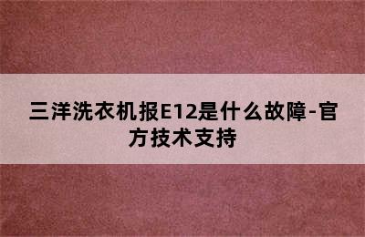 三洋洗衣机报E12是什么故障-官方技术支持