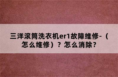 三洋滚筒洗衣机er1故障维修-（怎么维修）？怎么消除？