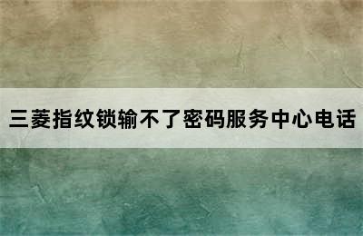 三菱指纹锁输不了密码服务中心电话