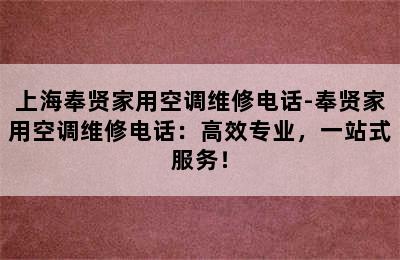 上海奉贤家用空调维修电话-奉贤家用空调维修电话：高效专业，一站式服务！