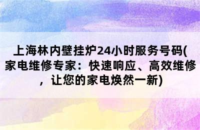 上海林内壁挂炉24小时服务号码(家电维修专家：快速响应、高效维修，让您的家电焕然一新)