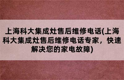 上海科大集成灶售后维修电话(上海科大集成灶售后维修电话专家，快速解决您的家电故障)