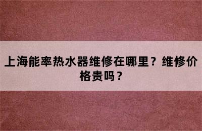 上海能率热水器维修在哪里？维修价格贵吗？