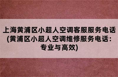 上海黄浦区小超人空调客服服务电话(黄浦区小超人空调维修服务电话：专业与高效)