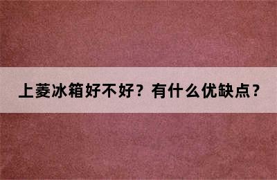 上菱冰箱好不好？有什么优缺点？