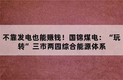 不靠发电也能赚钱！国锦煤电：“玩转”三市两园综合能源体系