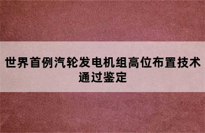 世界首例汽轮发电机组高位布置技术通过鉴定