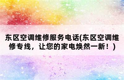 东区空调维修服务电话(东区空调维修专线，让您的家电焕然一新！)