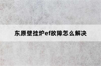 东原壁挂炉ef故障怎么解决