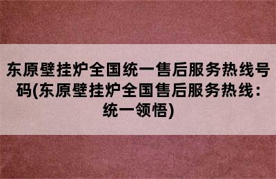 东原壁挂炉全国统一售后服务热线号码(东原壁挂炉全国售后服务热线：统一领悟)