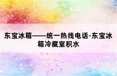 东宝冰箱——统一热线电话-东宝冰箱冷藏室积水