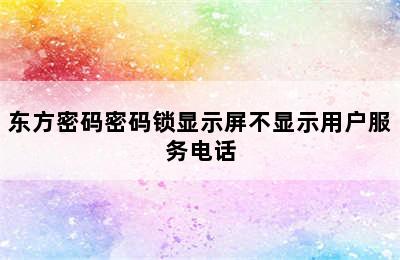 东方密码密码锁显示屏不显示用户服务电话