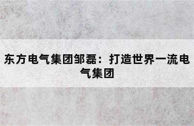 东方电气集团邹磊：打造世界一流电气集团