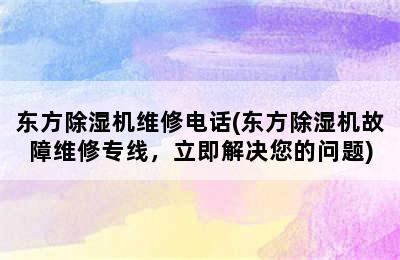 东方除湿机维修电话(东方除湿机故障维修专线，立即解决您的问题)