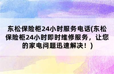 东松保险柜24小时服务电话(东松保险柜24小时即时维修服务，让您的家电问题迅速解决！)