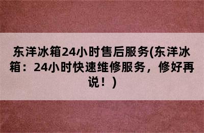 东洋冰箱24小时售后服务(东洋冰箱：24小时快速维修服务，修好再说！)