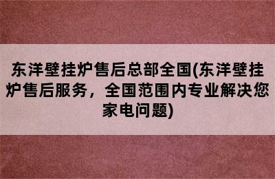 东洋壁挂炉售后总部全国(东洋壁挂炉售后服务，全国范围内专业解决您家电问题)