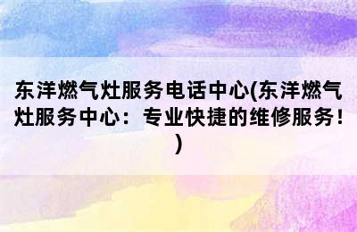 东洋燃气灶服务电话中心(东洋燃气灶服务中心：专业快捷的维修服务！)