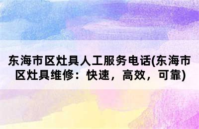 东海市区灶具人工服务电话(东海市区灶具维修：快速，高效，可靠)