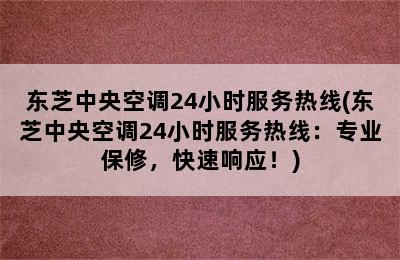 东芝中央空调24小时服务热线(东芝中央空调24小时服务热线：专业保修，快速响应！)