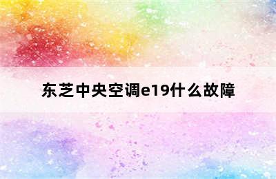 东芝中央空调e19什么故障