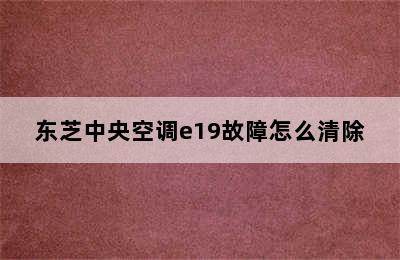 东芝中央空调e19故障怎么清除