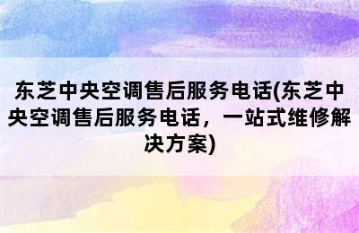 东芝中央空调售后服务电话(东芝中央空调售后服务电话，一站式维修解决方案)