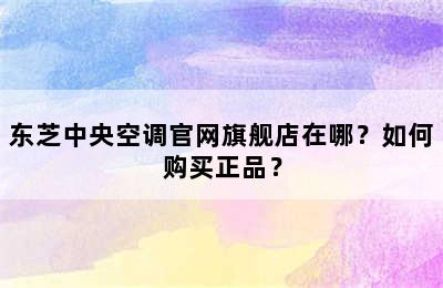 东芝中央空调官网旗舰店在哪？如何购买正品？