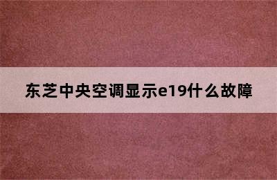 东芝中央空调显示e19什么故障