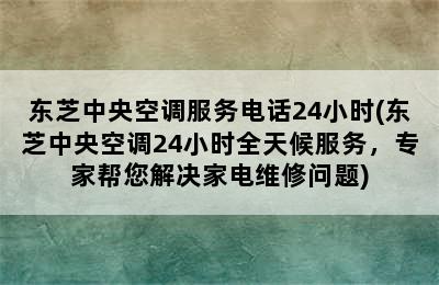 东芝中央空调服务电话24小时(东芝中央空调24小时全天候服务，专家帮您解决家电维修问题)