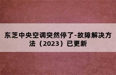 东芝中央空调突然停了-故障解决方法（2023）已更新