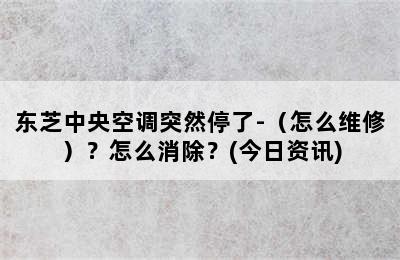 东芝中央空调突然停了-（怎么维修）？怎么消除？(今日资讯)