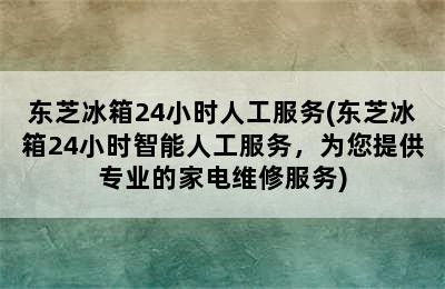 东芝冰箱24小时人工服务(东芝冰箱24小时智能人工服务，为您提供专业的家电维修服务)