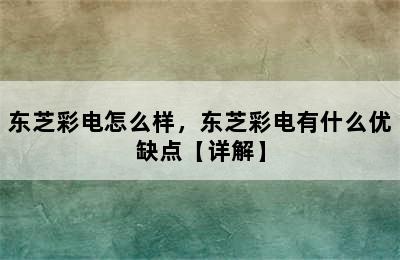 东芝彩电怎么样，东芝彩电有什么优缺点【详解】