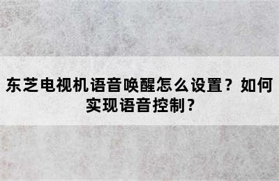 东芝电视机语音唤醒怎么设置？如何实现语音控制？