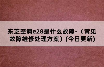 东芝空调e28是什么故障-（常见故障维修处理方案）(今日更新)