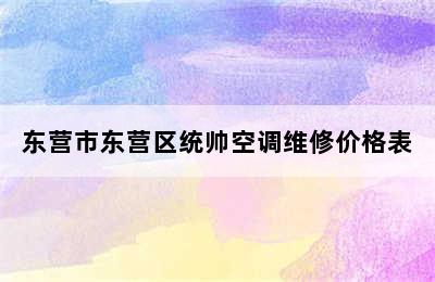 东营市东营区统帅空调维修价格表