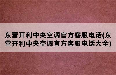 东营开利中央空调官方客服电话(东营开利中央空调官方客服电话大全)