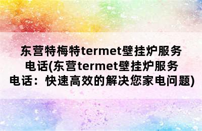 东营特梅特termet壁挂炉服务电话(东营termet壁挂炉服务电话：快速高效的解决您家电问题)