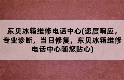 东贝冰箱维修电话中心(速度响应，专业诊断，当日修复，东贝冰箱维修电话中心随您贴心)