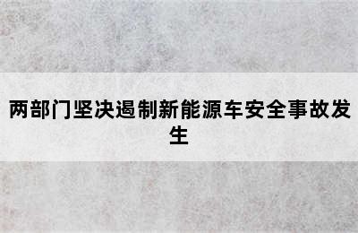 两部门坚决遏制新能源车安全事故发生