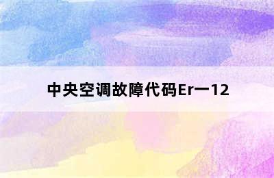 中央空调故障代码Er一12