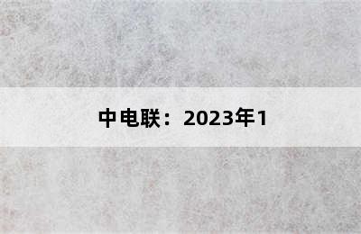 中电联：2023年1