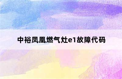 中裕凤凰燃气灶e1故障代码